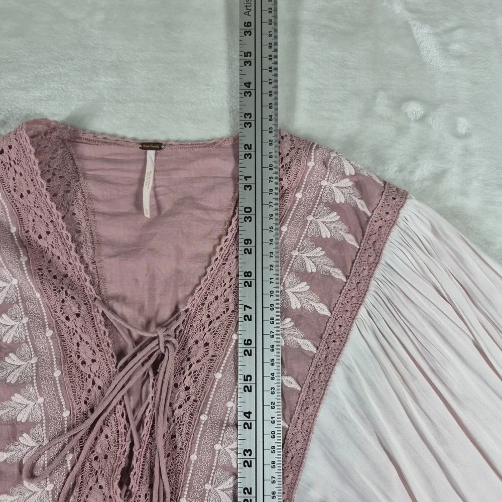 Free People Mauve Swoon Mini Dress Women's‎ XS Pink Boho Embroidered Lace Casual